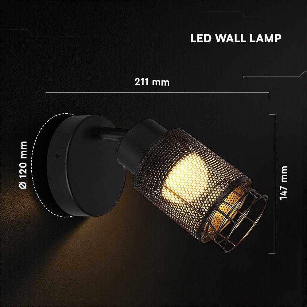 6W LED sieninis šviestuvas, juodas, 3000K