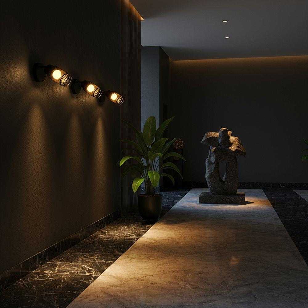 6W LED sieninis šviestuvas, juodas, 3000K