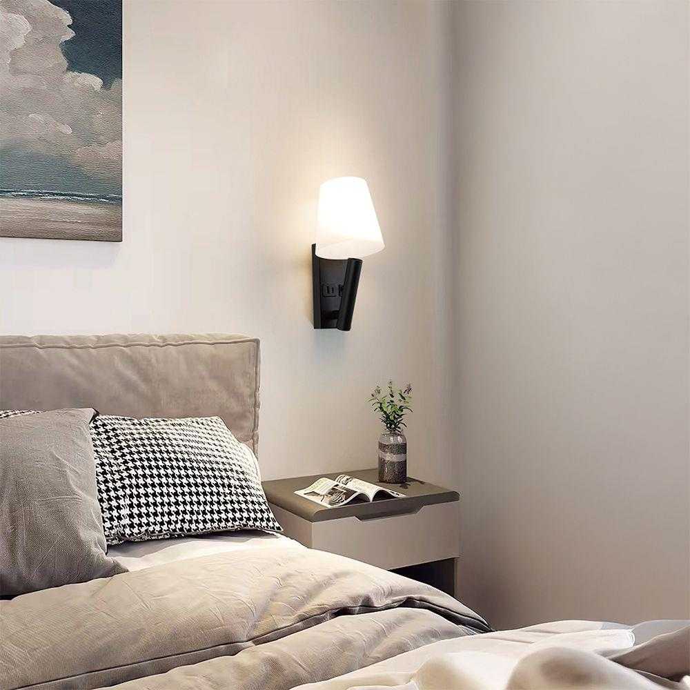 V-tac 2W LED sieninis šviestuvas, juodos/baltos sp., 3000K, CREE LED chip, su USB/PD jungtimi