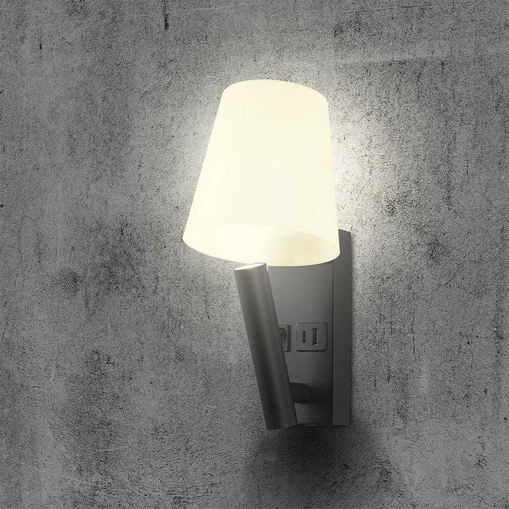 V-tac 2W LED sieninis šviestuvas, juodos/baltos sp., 3000K, CREE LED chip, su USB/PD jungtimi