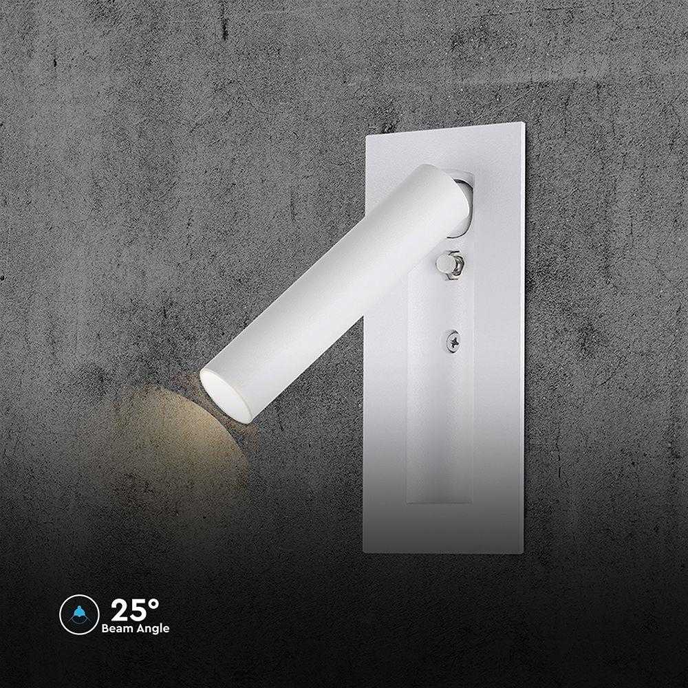 V-tac 2W LED įleidžiamo montavimo sieninis šviestuvas, baltas, 3000K, CREE LED chip