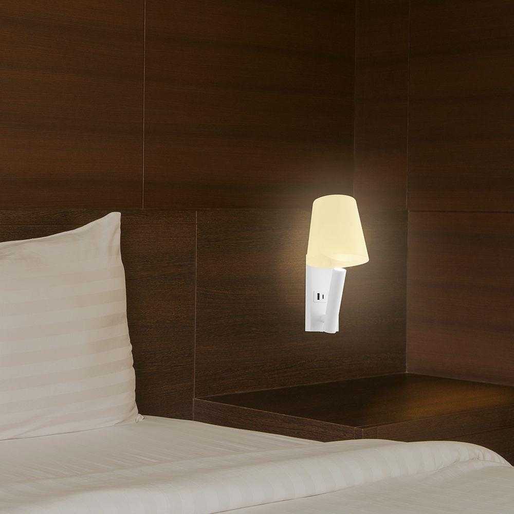 V-tac 2W LED sieninis šviestuvas, baltas, 3000K, CREE LED chip, su USB/PD jungtimi