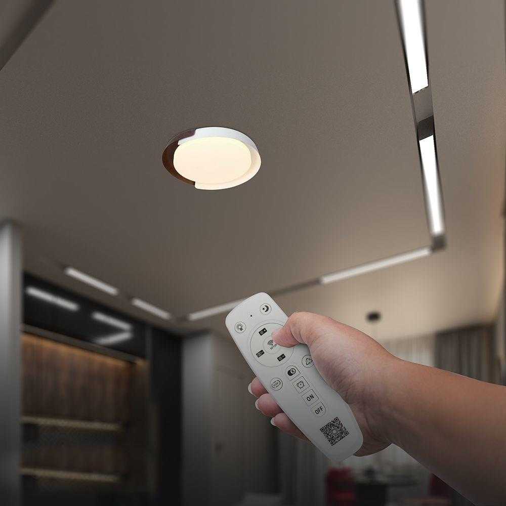 48W LED lubinis šviestuvas, baltos/medžio sp., 3000/4000/6000K, dimeriuojamas