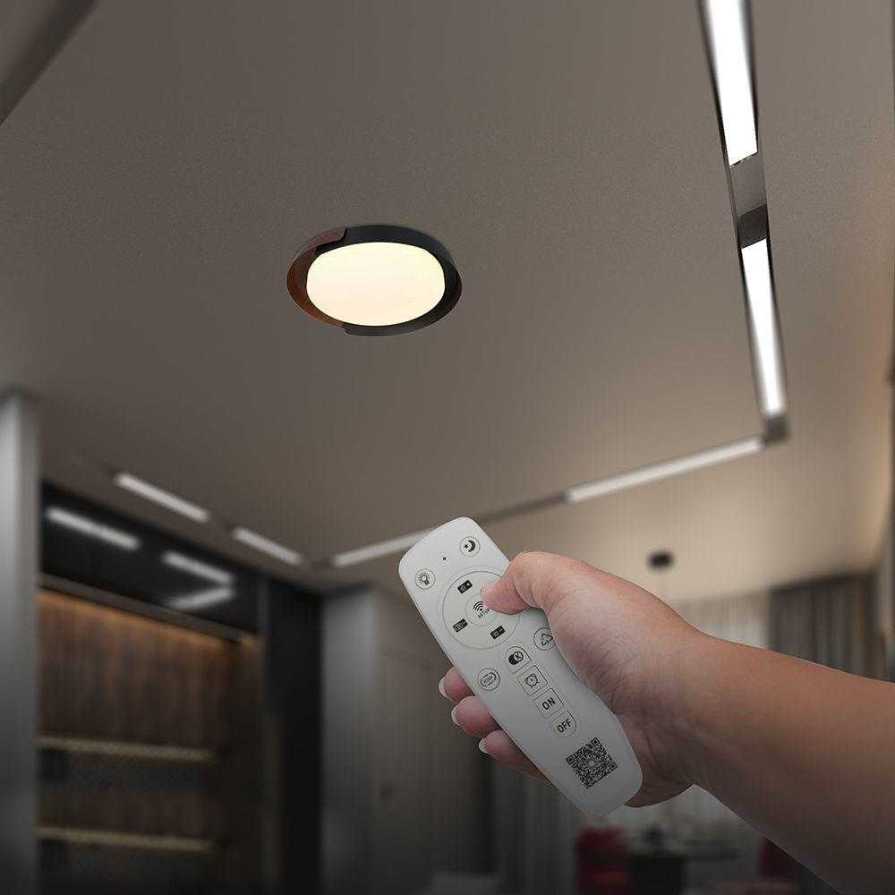 48W LED lubinis šviestuvas, juodos/medžio sp., 3000/4000/6000K, dimeriuojamas