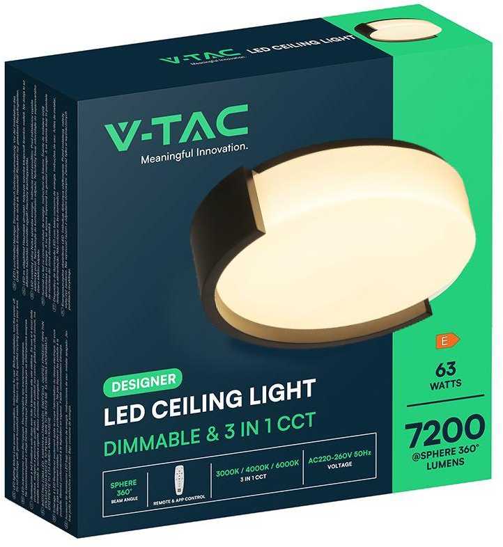 63W LED lubinis šviestuvas, juodos sp., 3000/4000/6000K, dimeriuojamas