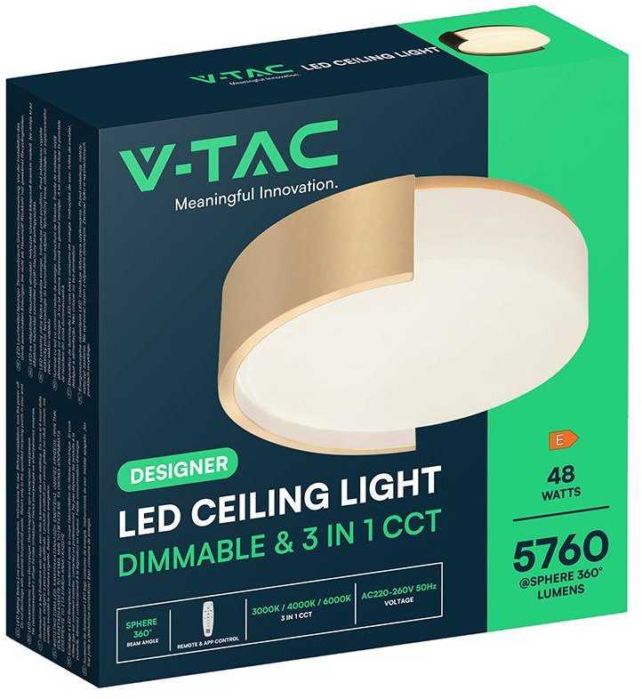 48W LED lubinis šviestuvas, aukso sp., 3000/4000/6000K, dimeriuojamas