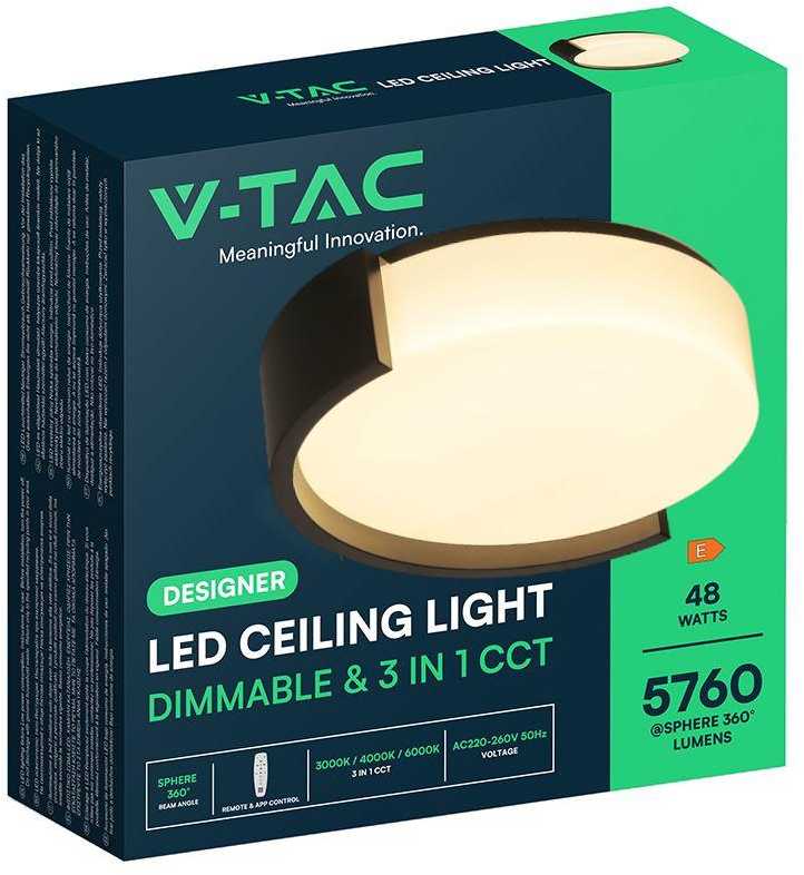 48W LED lubinis šviestuvas, juodos sp., 3000/4000/6000K, dimeriuojamas