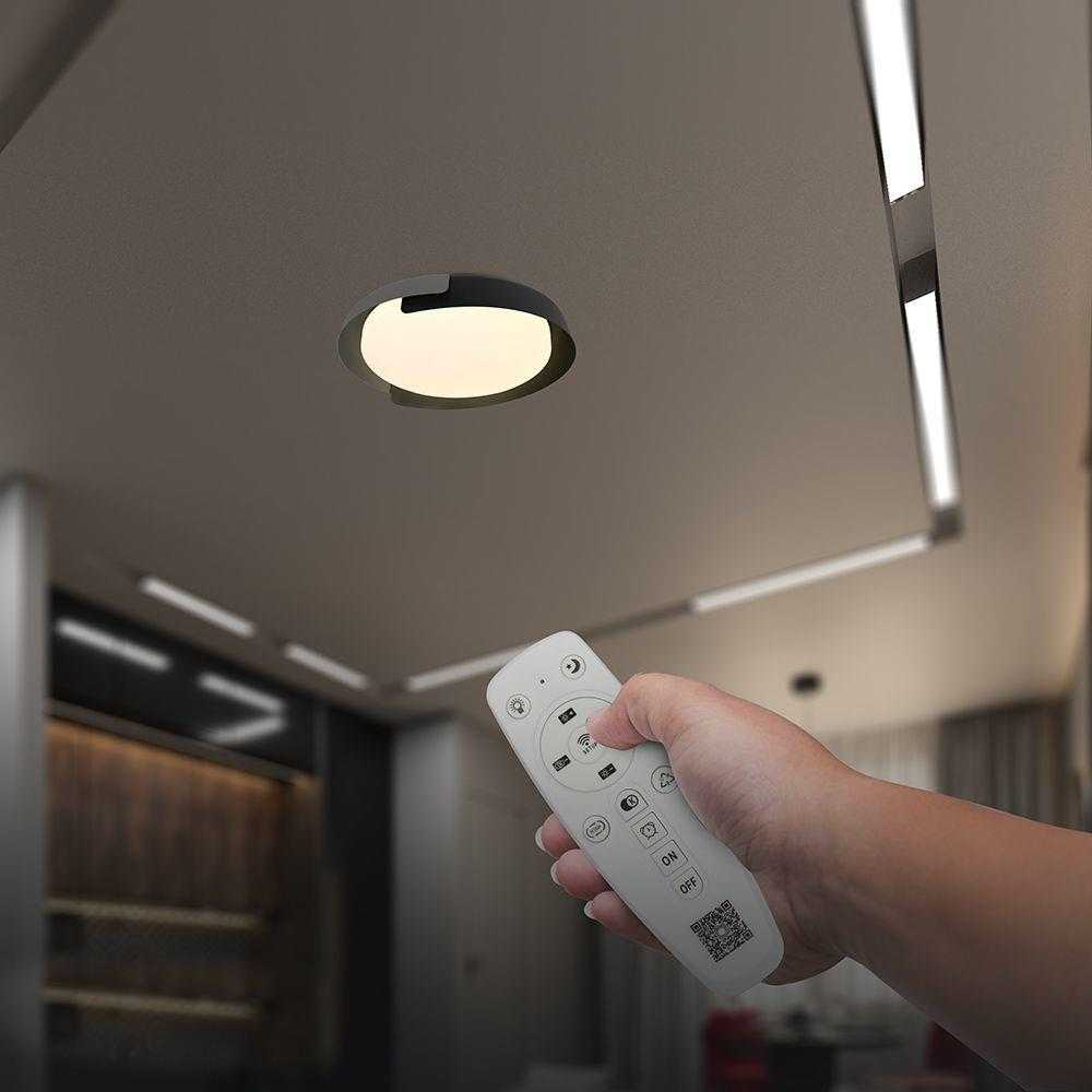 48W LED lubinis šviestuvas, juodos/pilkos sp., 3000/4000/6000K, dimeriuojamas