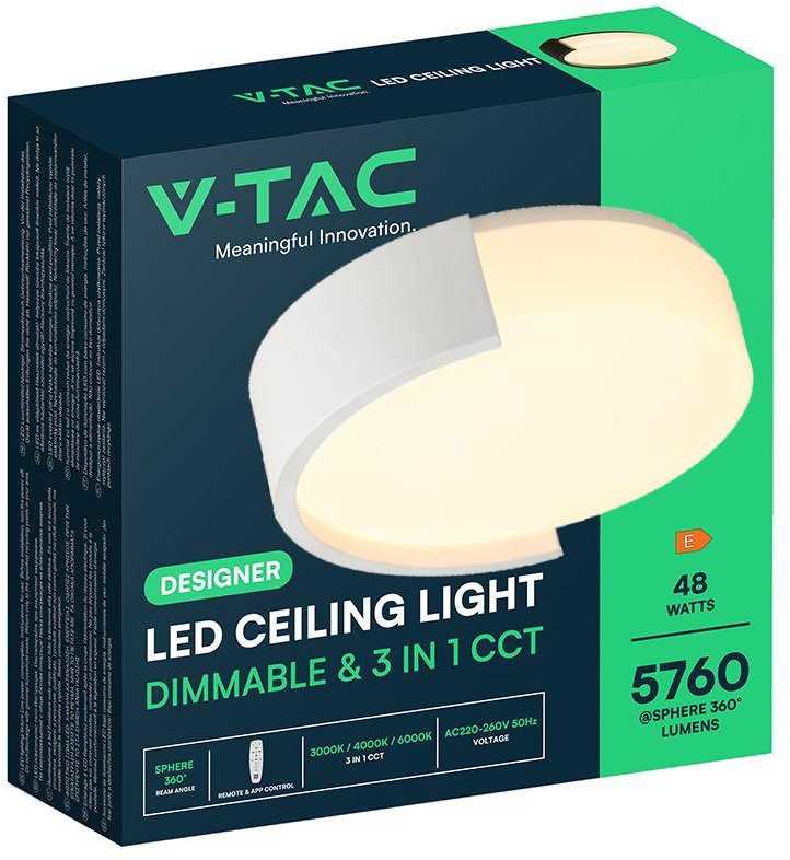 48W LED lubinis šviestuvas, baltos sp., 3000/4000/6000K, dimeriuojamas
