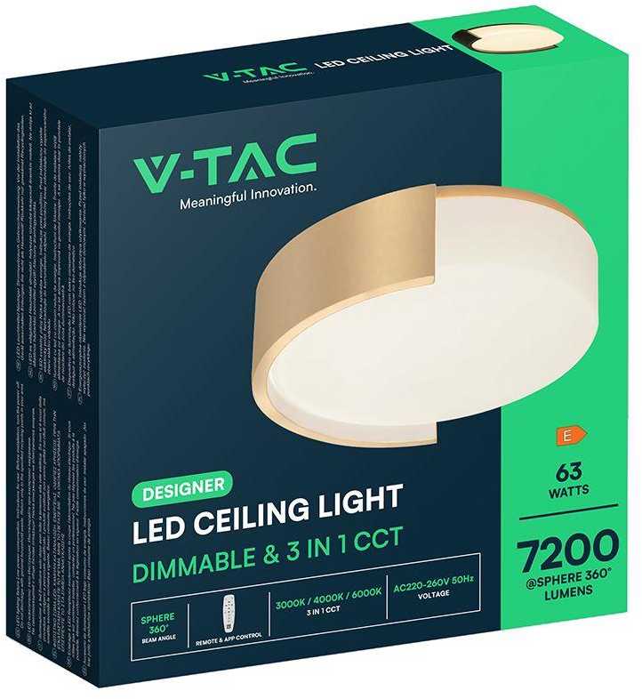 63W LED lubinis šviestuvas, aukso sp., 3000/4000/6000K, dimeriuojamas
