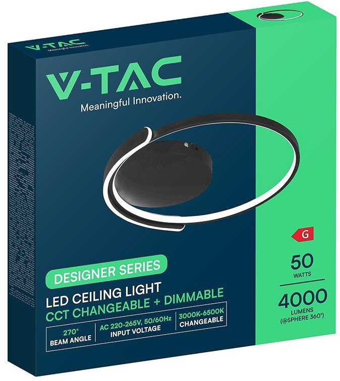 70W LED lubinis šviestuvas, juodas, 3000-6500K, dimeriuojamas