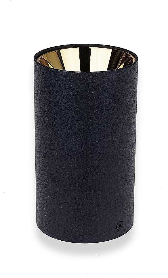 Lubinis šviestuvas GU10 lemputės rėmelis V-TAC, juodas su aukso spalvos vidumi, aukštis 14cm
