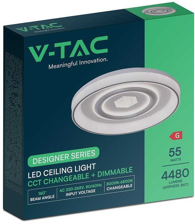 Lubinis šviestuvas 55W LED paviršinis šviestuvas, baltos sp., 3000/4500/6500K, dimeriuojamas