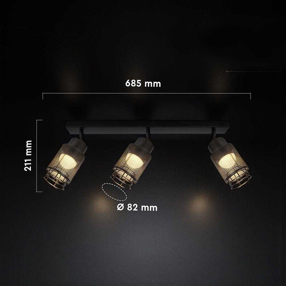 3x6W LED lubinis šviestuvas, juodas, 3000K