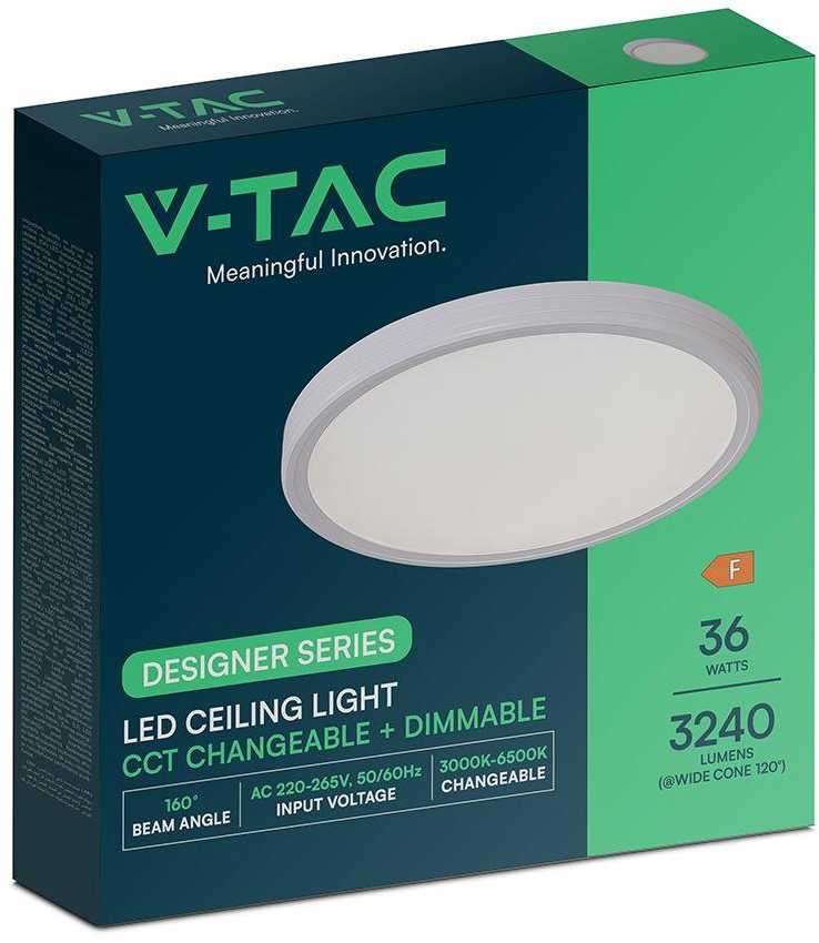 Lubinis šviestuvas 36W LED paviršinis šviestuvas, baltas, 3000/4500/6500K, dimeriuojamas