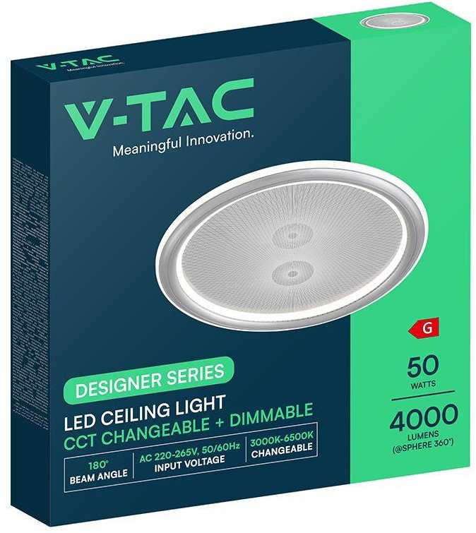 50W LED lubinis šviestuvas, pilkas, 3000-6500K, dimeriuojamas