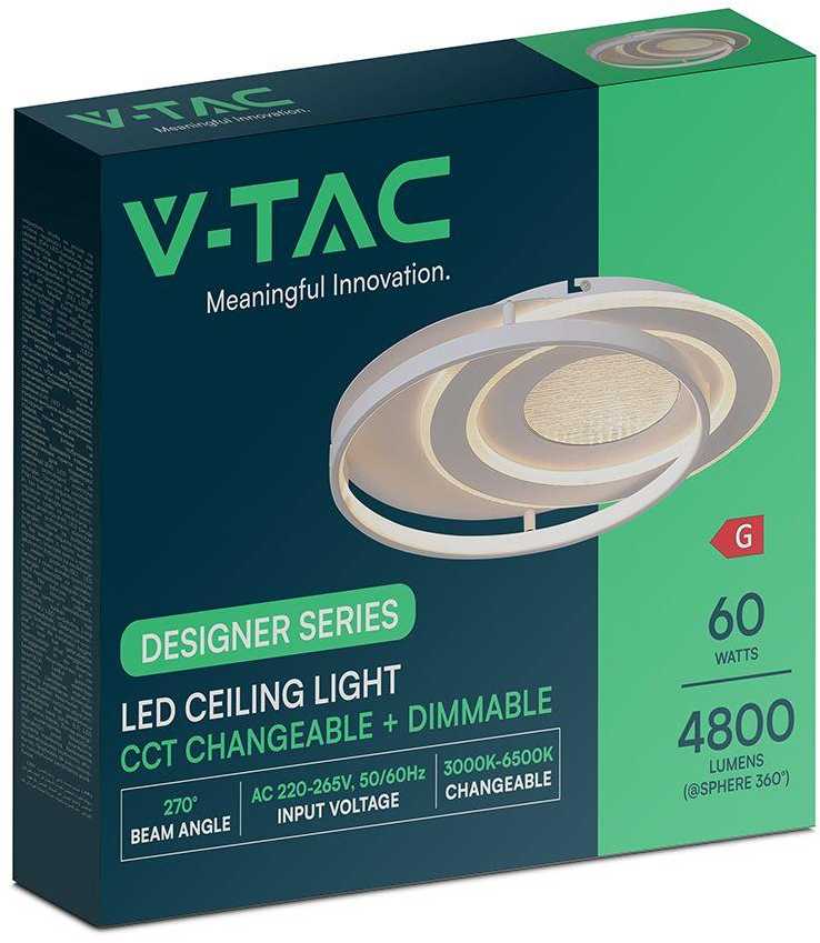 Lubinis šviestuvas 60W LED paviršinis šviestuvas, baltos sp., 3000/4500/6500K, dimeriuojamas