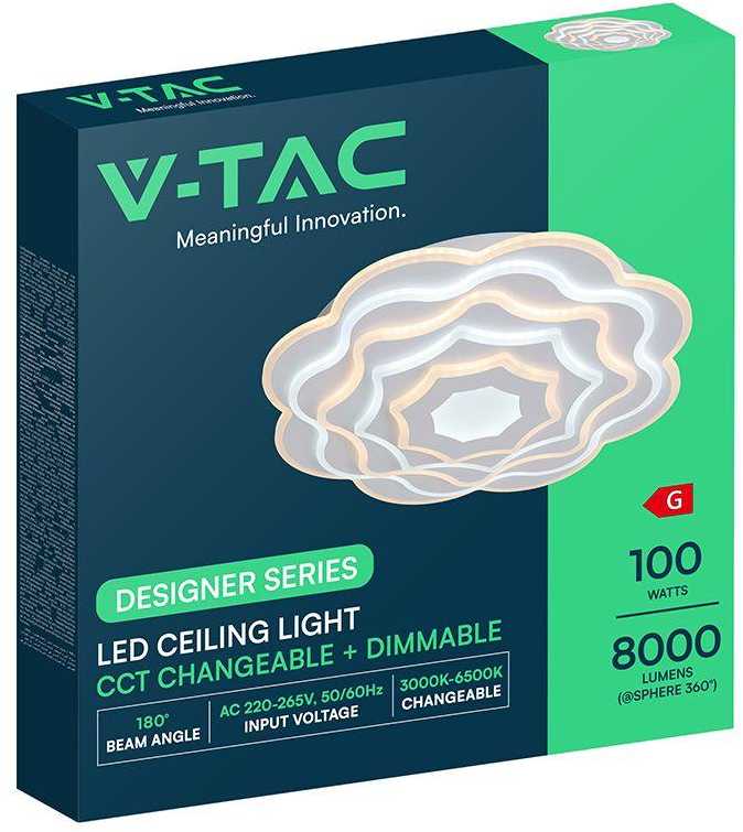 100W LED lubinis šviestuvas, baltas, 3000-6500K, dimeriuojamas