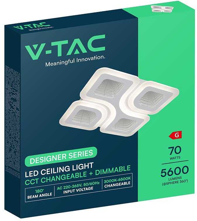 70W LED lubinis šviestuvas, baltas, 3000-6500K, dimeriuojamas