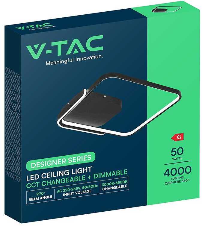 70W LED lubinis šviestuvas, juodas, 3000-6500K, dimeriuojamas
