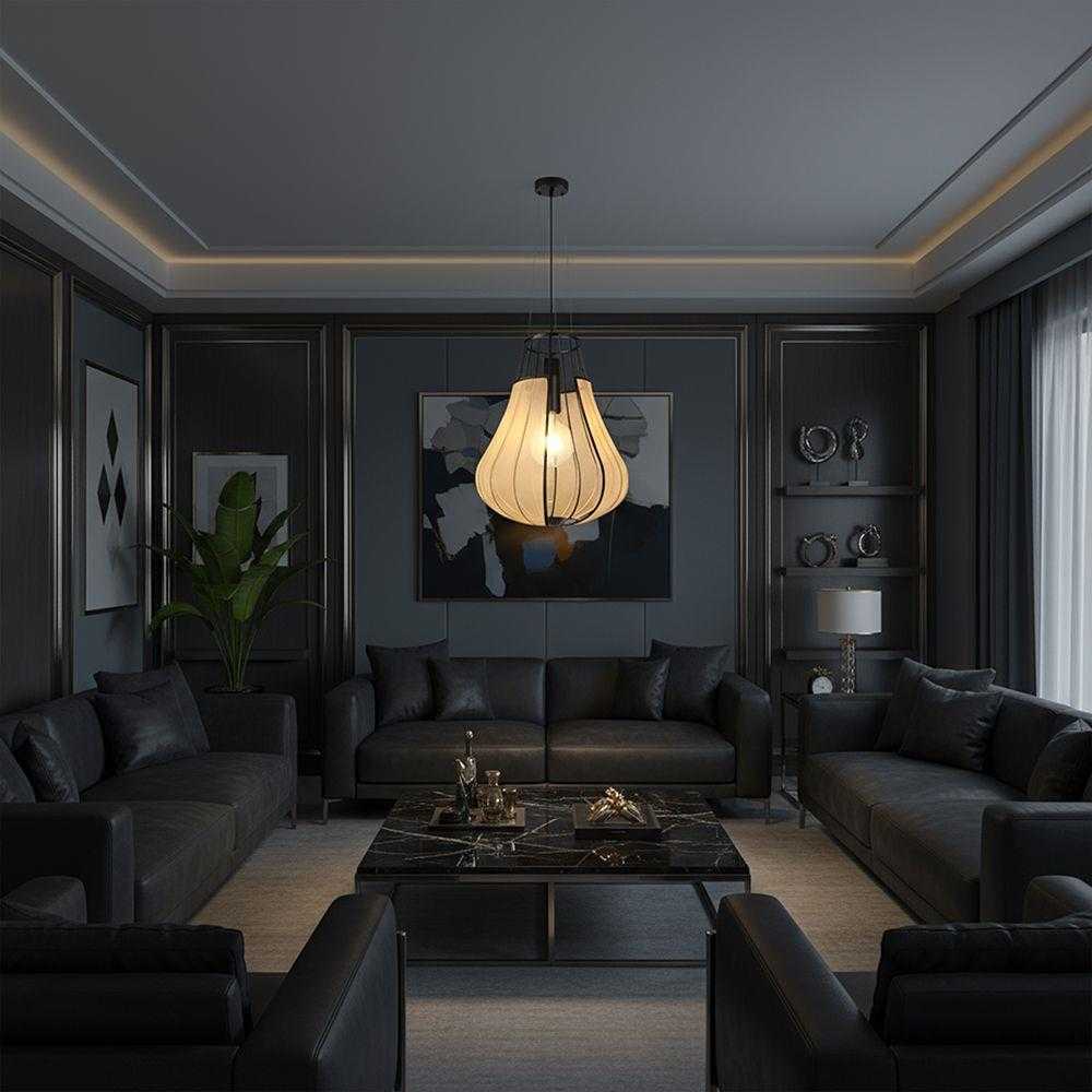Pakabinamas šviestuvas, E27, juodos/smėlio sp., 420x500mm
