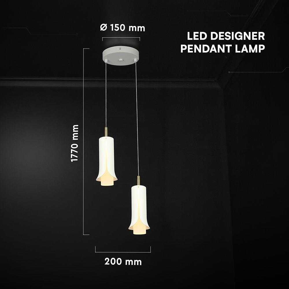 2x5W LED pakabinamas šviestuvas, baltos/aukso sp., 3000K