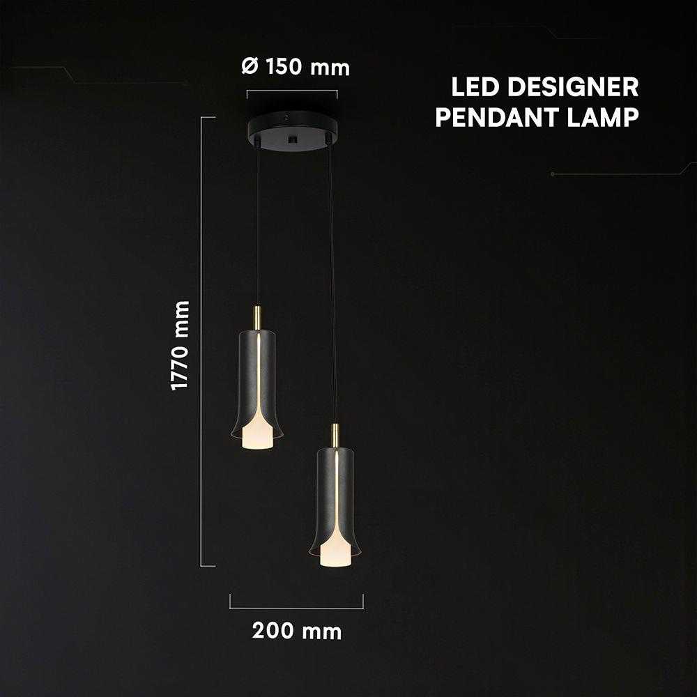 2x5W LED pakabinamas šviestuvas, juodos/aukso sp., 3000K
