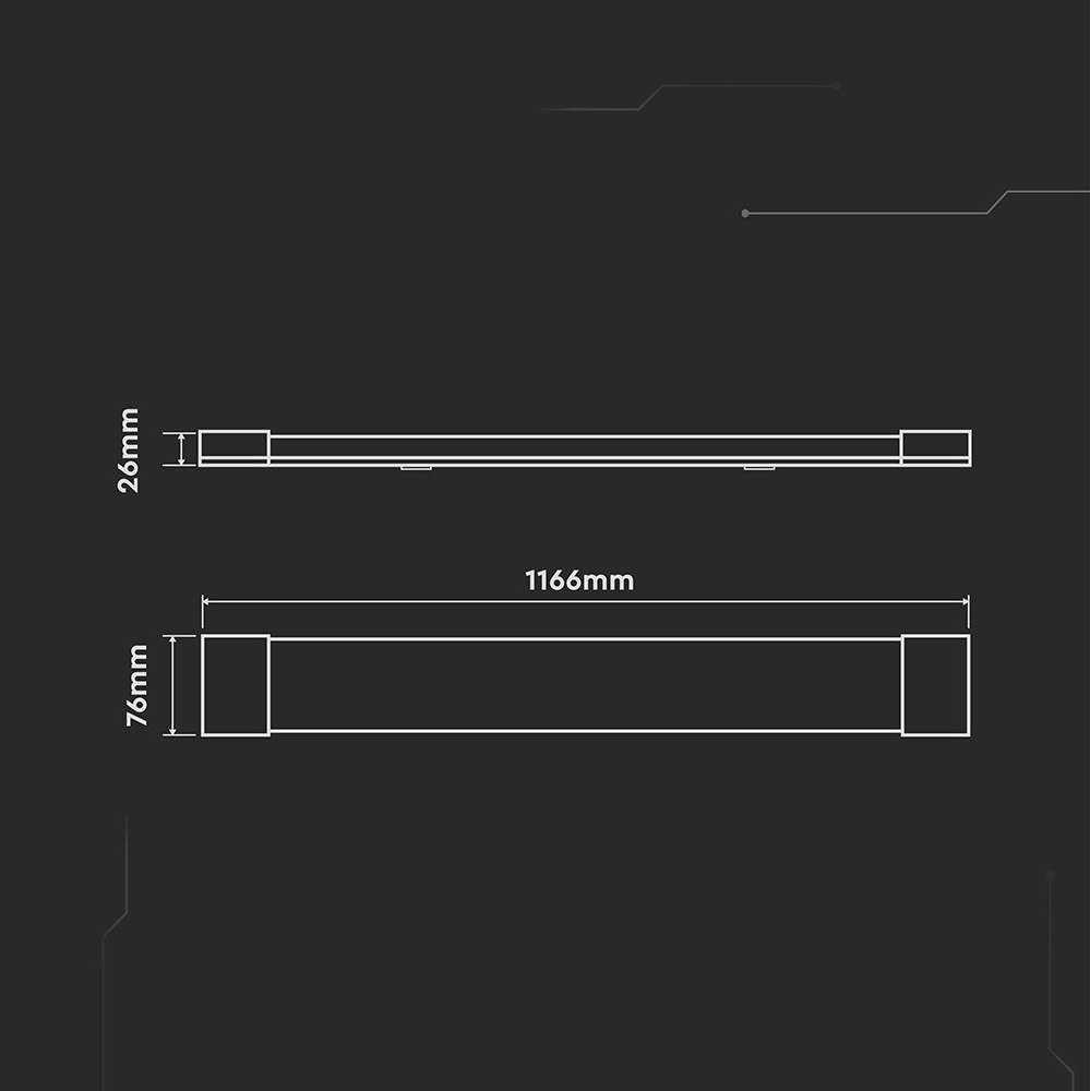 V-tac 40W LED linijinis šviestuvas, 120cm, baltas, 3000K