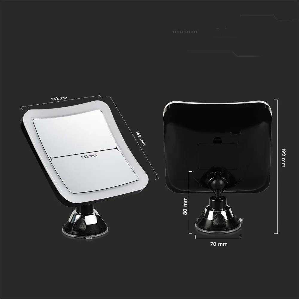 3W stalinis LED veidrodis V-TAC, 6400K, su baterijomis (parduodamos atskirai), su padidinamuoju stiklu, juodas