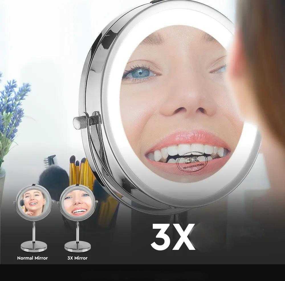 Sieninis šviestuvas V-tac 3W pastatomas šviestuvas su veidrodžiu, chromo sp., 6400K, su baterija