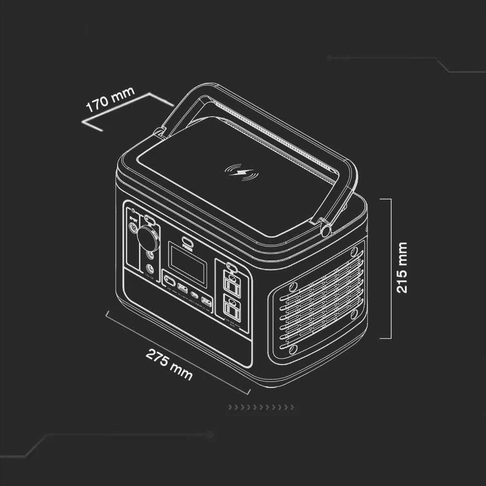 V-tac 500W nešiojama elektros stotelė, 26,2Ah / 21,6V, su apsauga nuo trumpojo jungimo, perkrovos ir perkaitimo