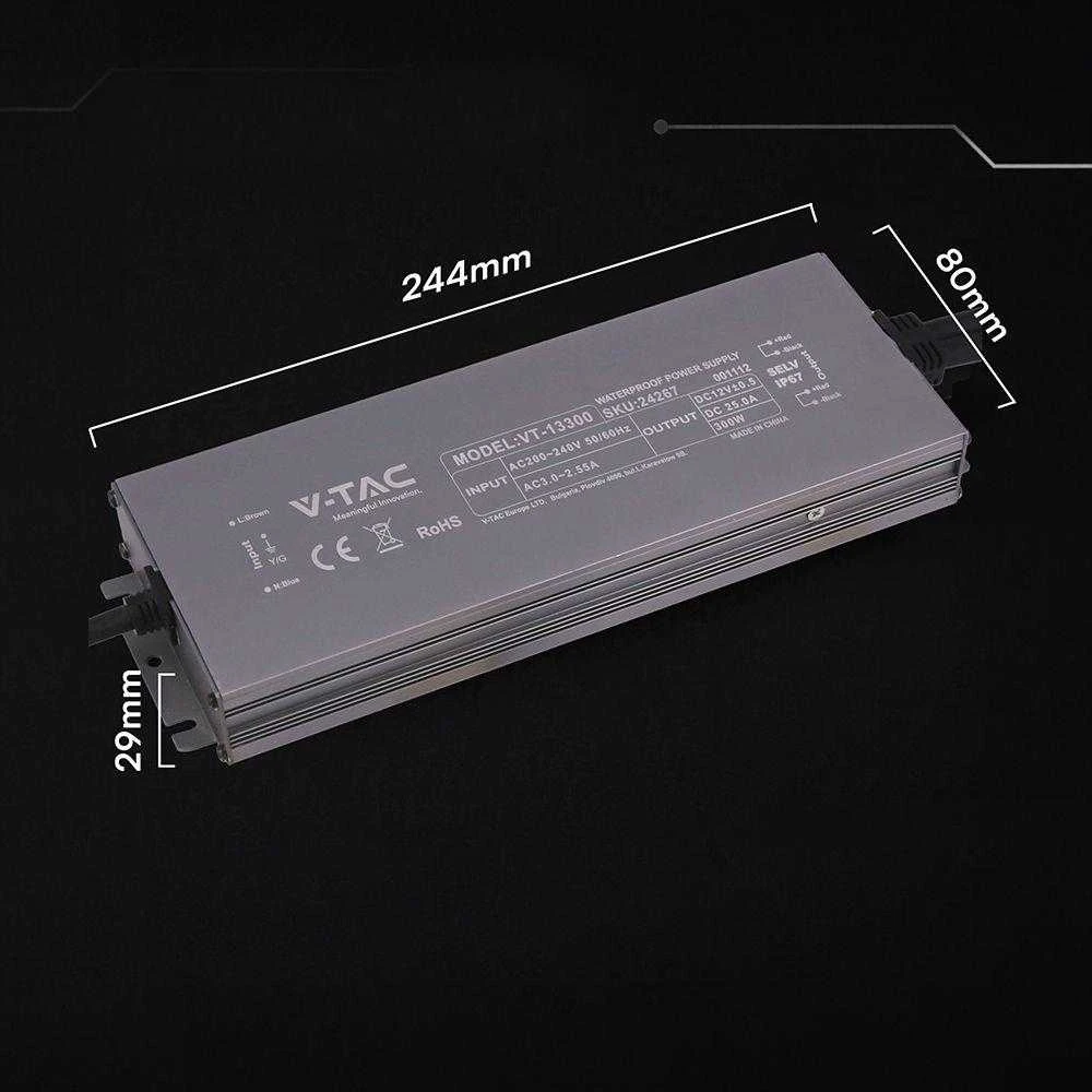 300W LED maitinimo šaltinis, 12V, 25A, IP67