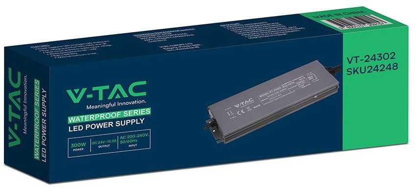 300W LED maitinimo šaltinis, 24V, 12.5A, IP67