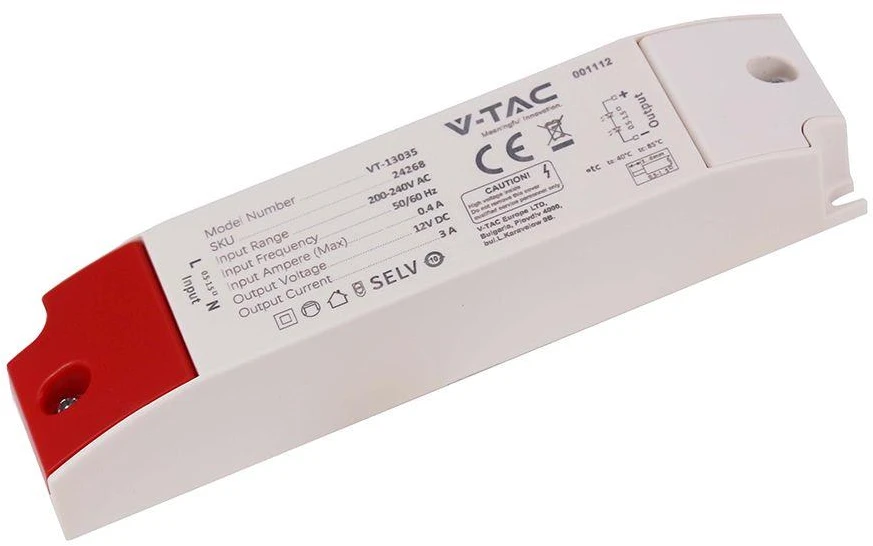 36W LED maitinimo šaltinis, 12V, 3A, IP44