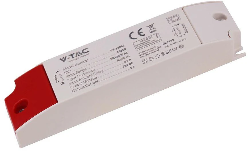 60W LED maitinimo šaltinis, 12V, 5A, IP44