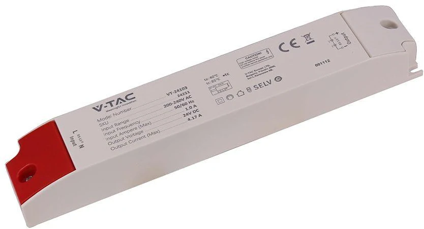 100W LED maitinimo šaltinis, 24V, 4.17A, IP44
