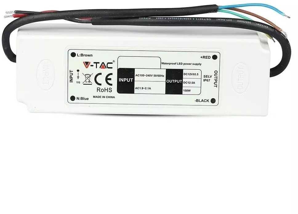 100W SLIM maitinimo šaltinis V-TAC, 12V, plastikiniu korpusu, IP67