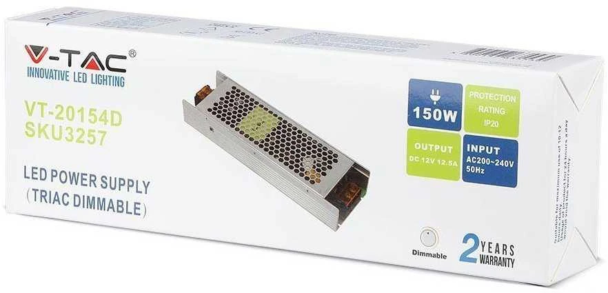 100W Maitinimo šaltinis 12V V-TAC, IP20, 8.5A, dimeriuojamas