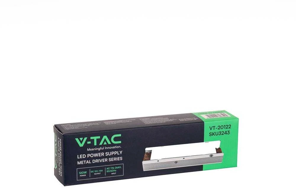 120W Maitinimo šaltinis V-TAC, 12V, 10A, metaliniu korpusu, IP20