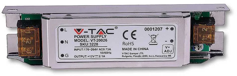 V-tac 25W maitinimo šaltinis SLIM 12V, IP20