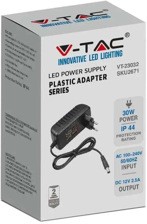 V-tac 30W LED maitinimo šaltinis, 12V, 2,5A, IP44
