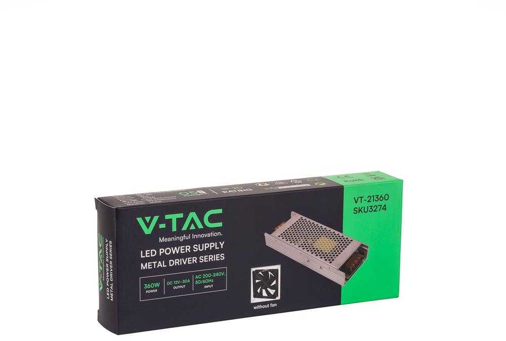 360W Maitinimo šaltinis V-TAC, 12V, 15A
