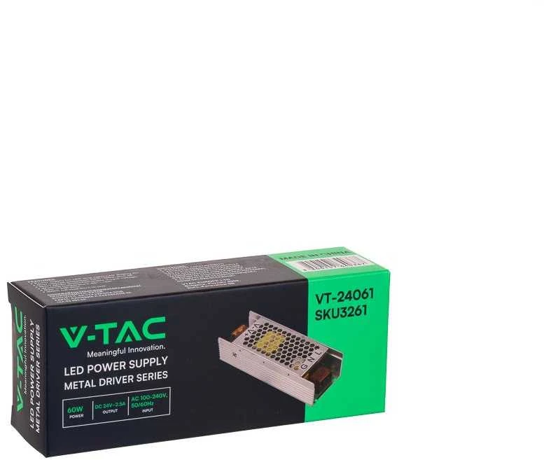 60W Maitinimo šaltinis 24V V-TAC, IP20, 2.5A