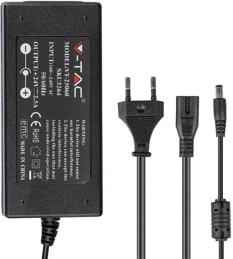 60W LED maitinimo šaltinis V-TAC, 24V, 2.5A, IP44