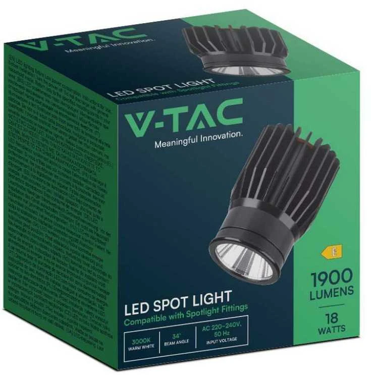 V-tac 18W LED modulis/įleidžiamas šviestuvas, juodas, 3000K