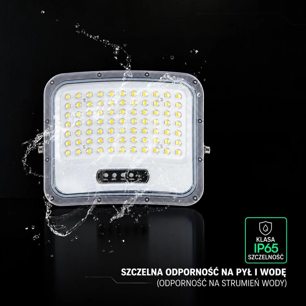 12W LED prožektorius su saulės baterija, juodas, 3000/4500/6500K, dimeriuojamas