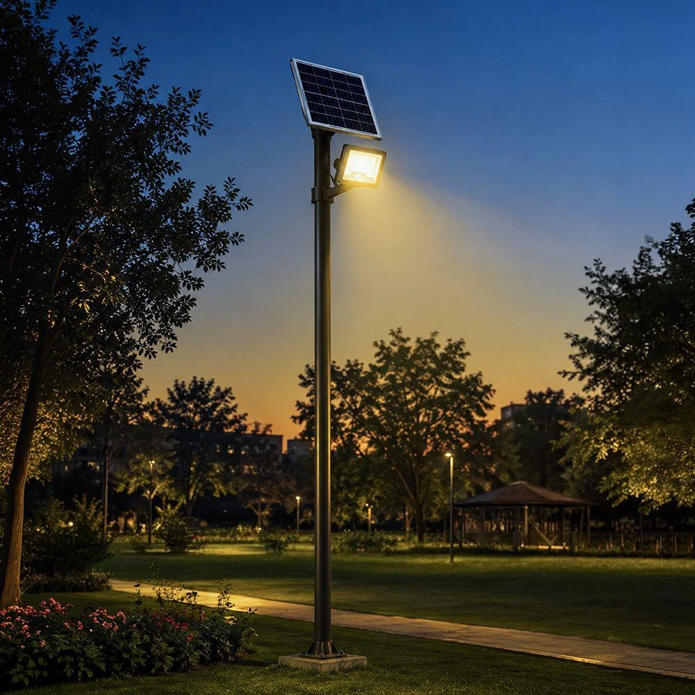 20W LED prožektorius su saulės baterija, juodas, 3000/4500/6500K, dimeriuojamas
