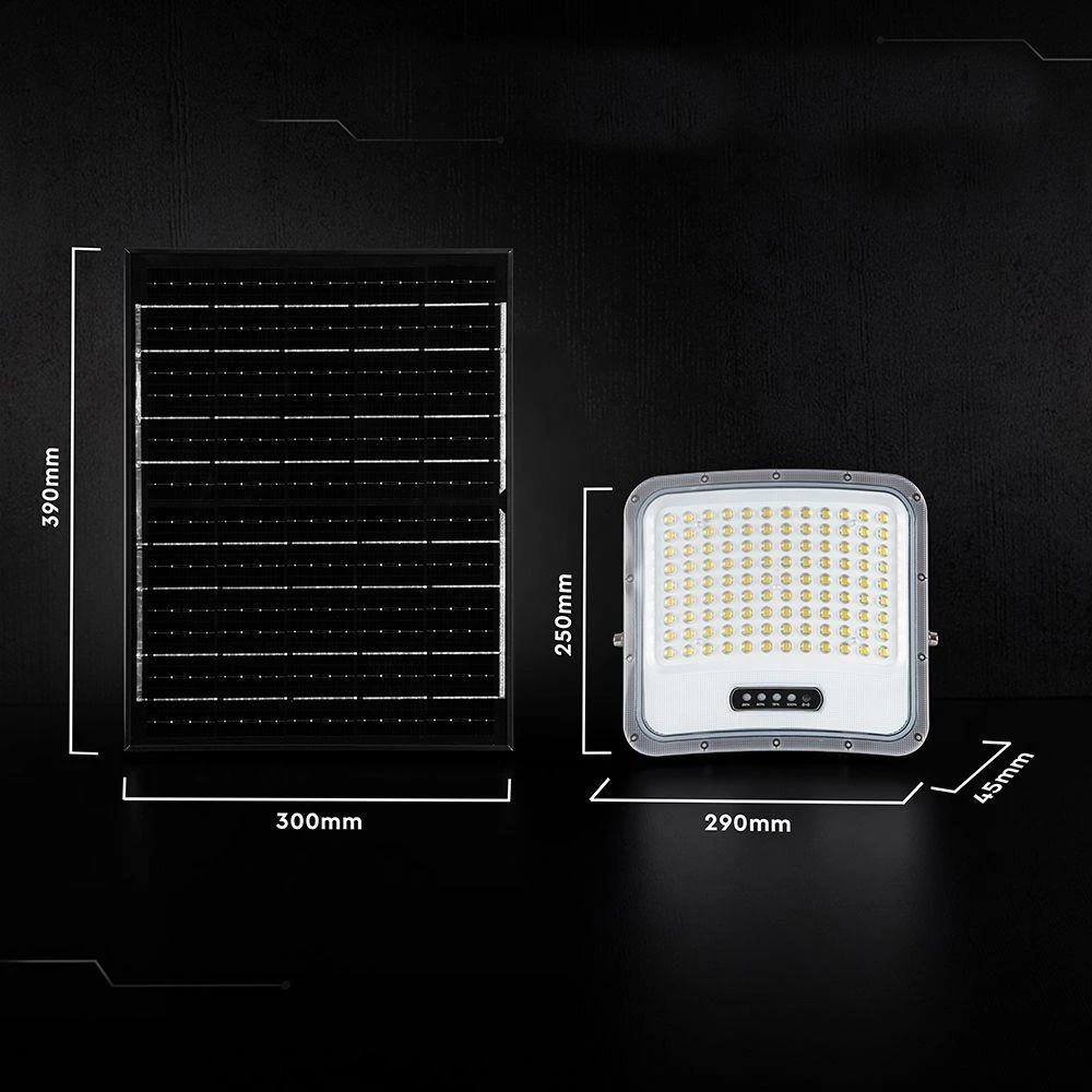 20W LED prožektorius su saulės baterija, juodas, 3000/4500/6500K, dimeriuojamas