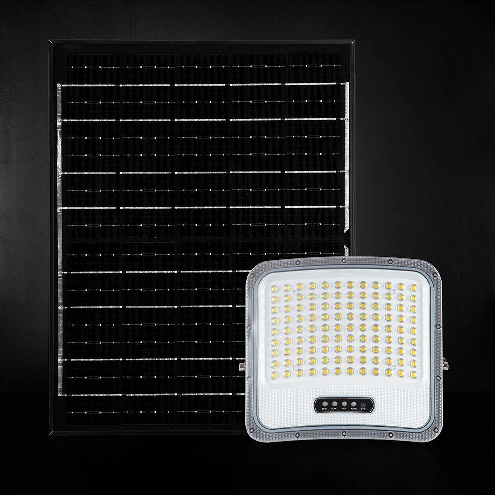 20W LED prožektorius su saulės baterija, juodas, 3000/4500/6500K, dimeriuojamas