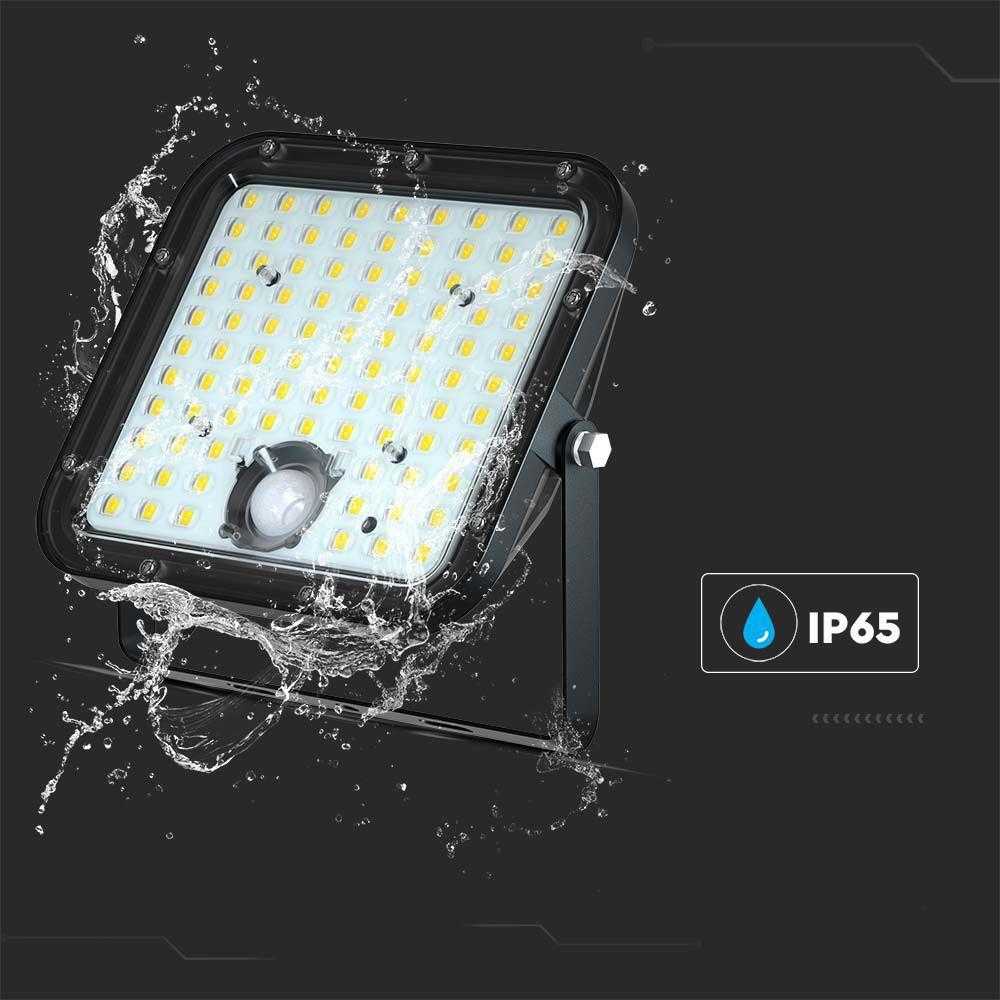 30W LED prožektorius su saulės baterija ir judesio davikliu, juodas, 4000/6000K